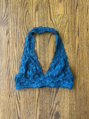 Lace Halter Bralette in Teal